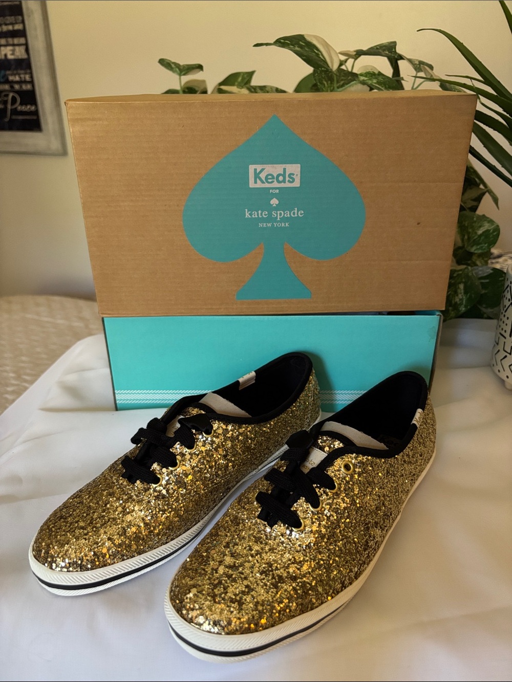 Kate Spade Gold Glitter Sneakers